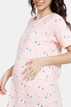 Zivame Maternity Cotton Knee Length Nightdress - English Rose — thumbnail 5